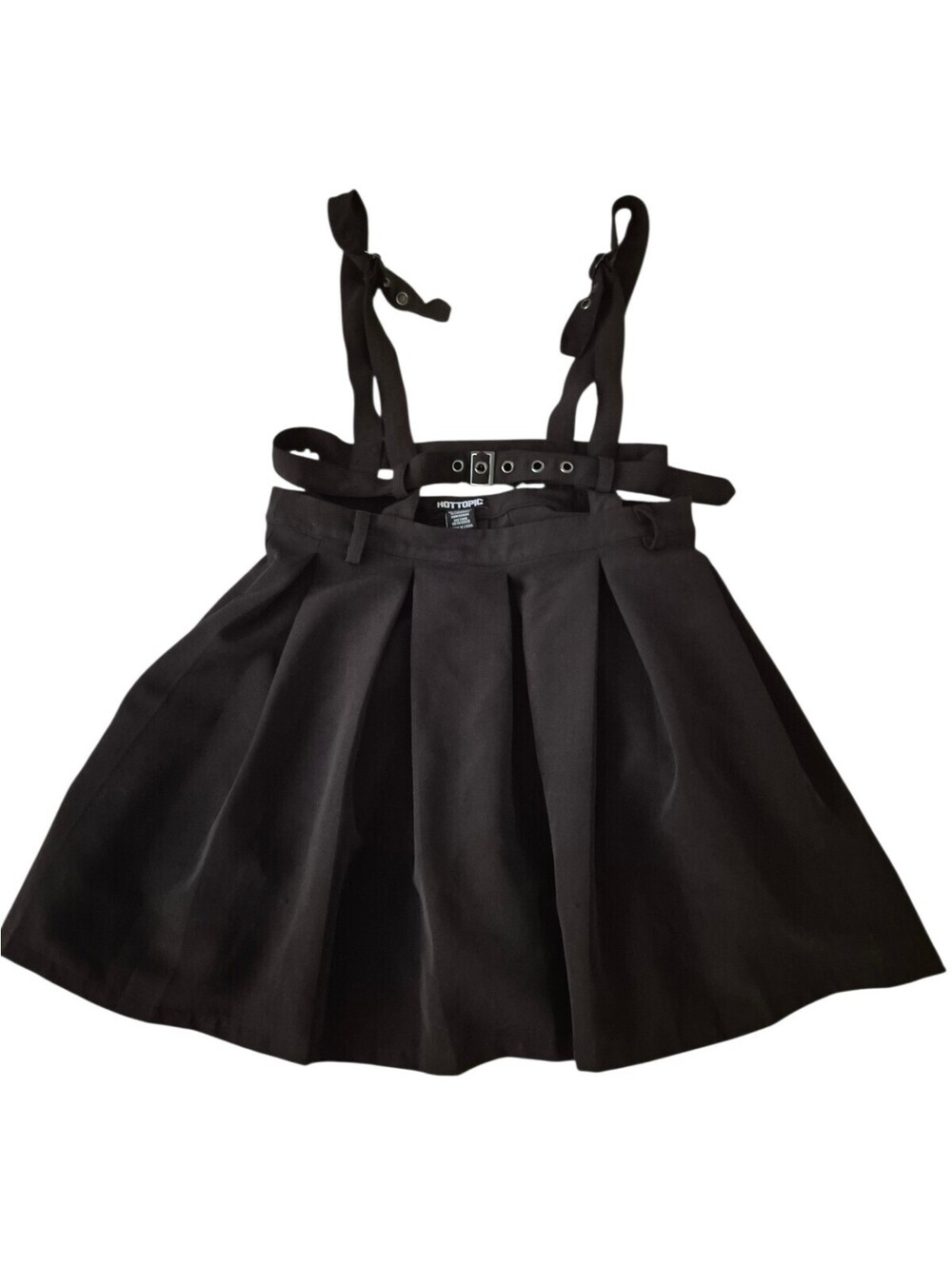 Hot Topic Black Harness Suspender Pleated Skater Mini Skirt Size Medium